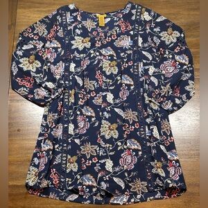 Wrangler Size M Bell Sleeve Blue Floral Print Dress